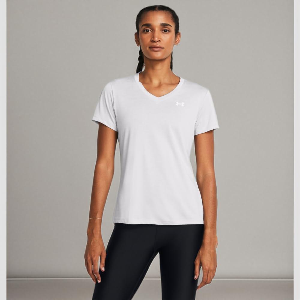 image:imageUnder Armour Womens Tech Short Sleeve VNeck Twist014 Halo Gray White White