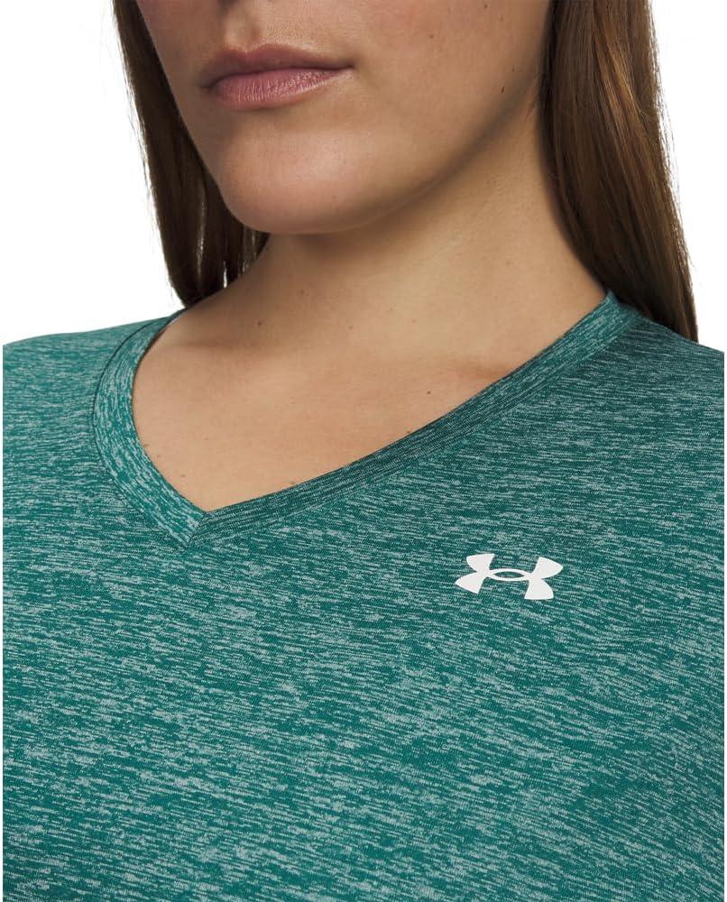 image:imageUnder Armour Womens Tech Short Sleeve VNeck Twist338 Rack Green White