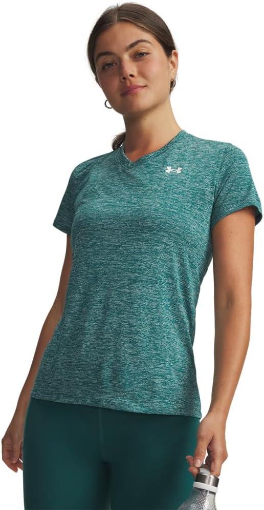image:imageUnder Armour Womens Tech Short Sleeve VNeck Twist338 Rack Green White