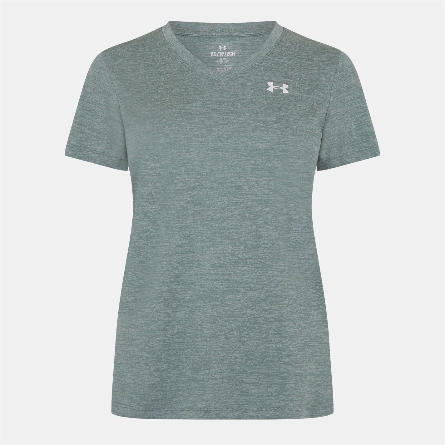 image:imageUnder Armour Womens Tech Short Sleeve VNeck Twist348 Silica Green White