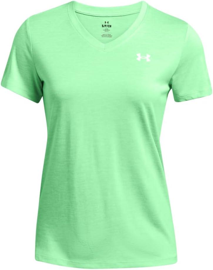 image:imageUnder Armour Womens Tech Short Sleeve VNeck Twist350 Matrix Green White White