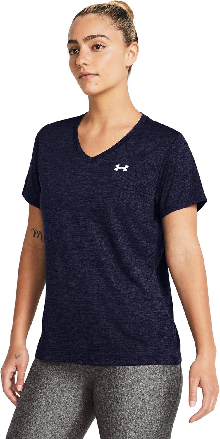 image:imageUnder Armour Womens Tech Short Sleeve VNeck Twist410 Midnight Navy White