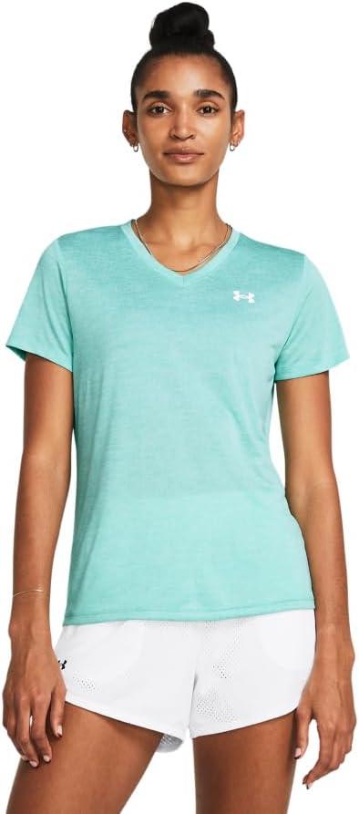 image:imageUnder Armour Womens Tech Short Sleeve VNeck Twist482 Radial Turquoise White White