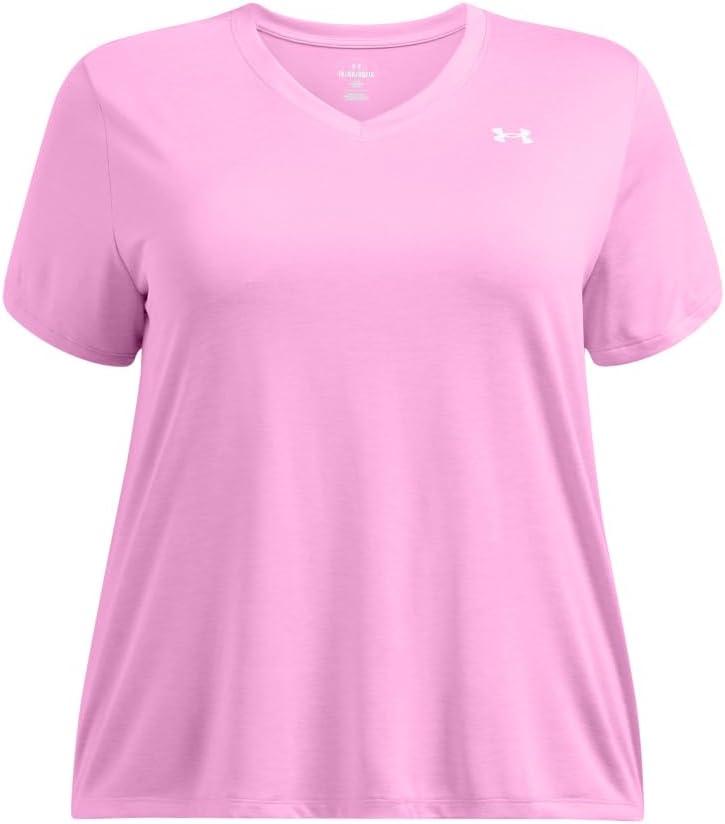 image:imageUnder Armour Womens Tech Short Sleeve VNeck Twist638 Stellar Pink White