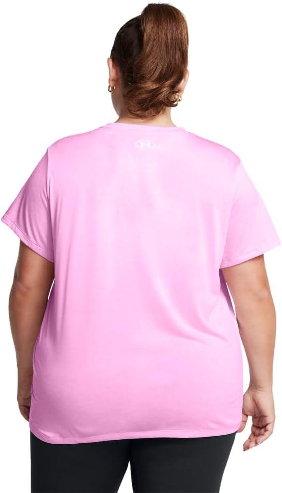 image:imageUnder Armour Womens Tech Short Sleeve VNeck Twist638 Stellar Pink White