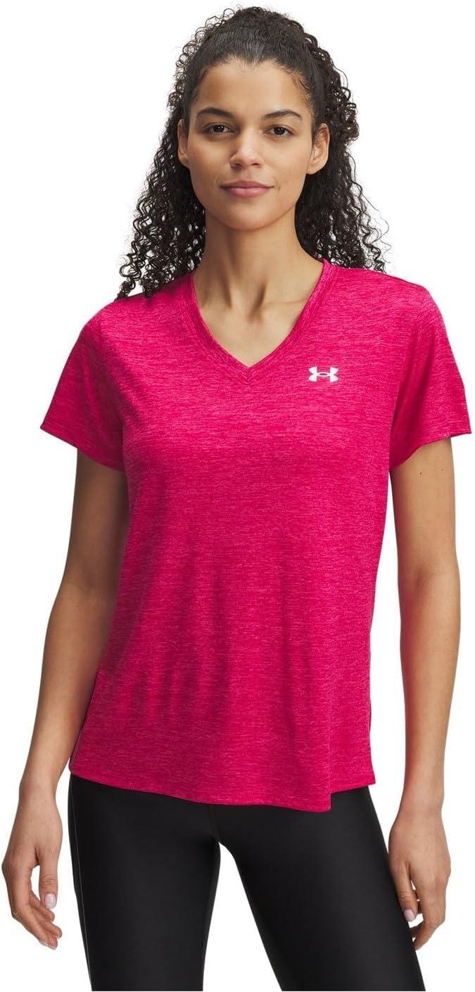 image:imageUnder Armour Womens Tech Short Sleeve VNeck Twist681 Shaded Fuchsia White