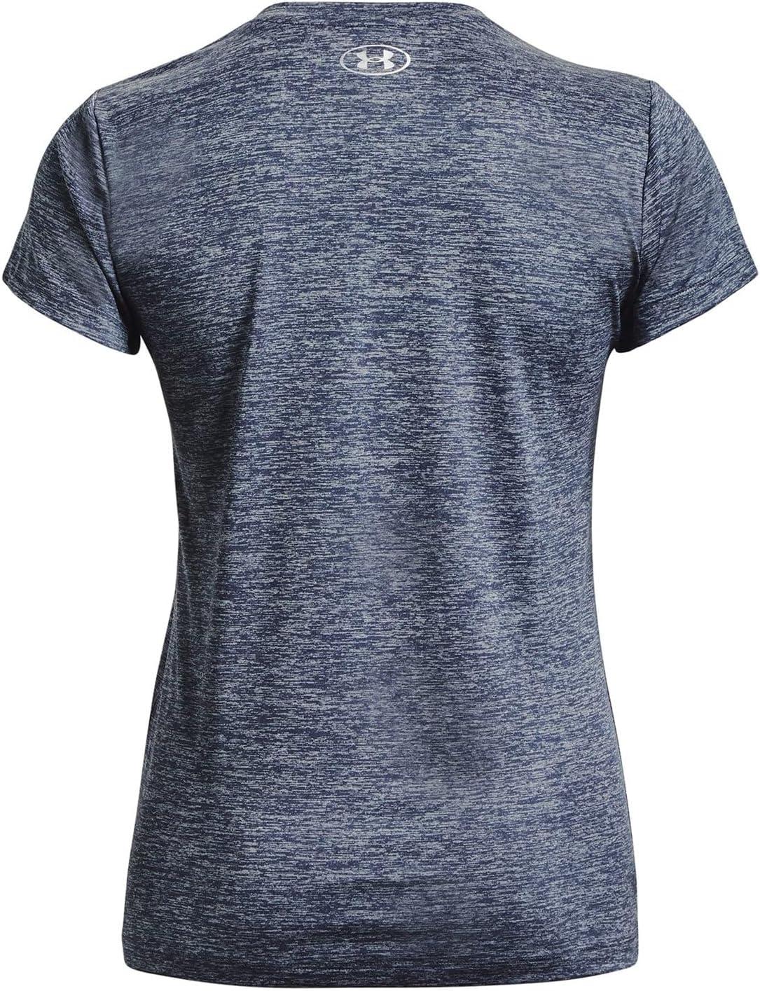 image:imageUnder Armour Womens Tech VNeck Twist ShortSleeve TShirt045 Downpour Gray Harbor Blue Metallic Silver