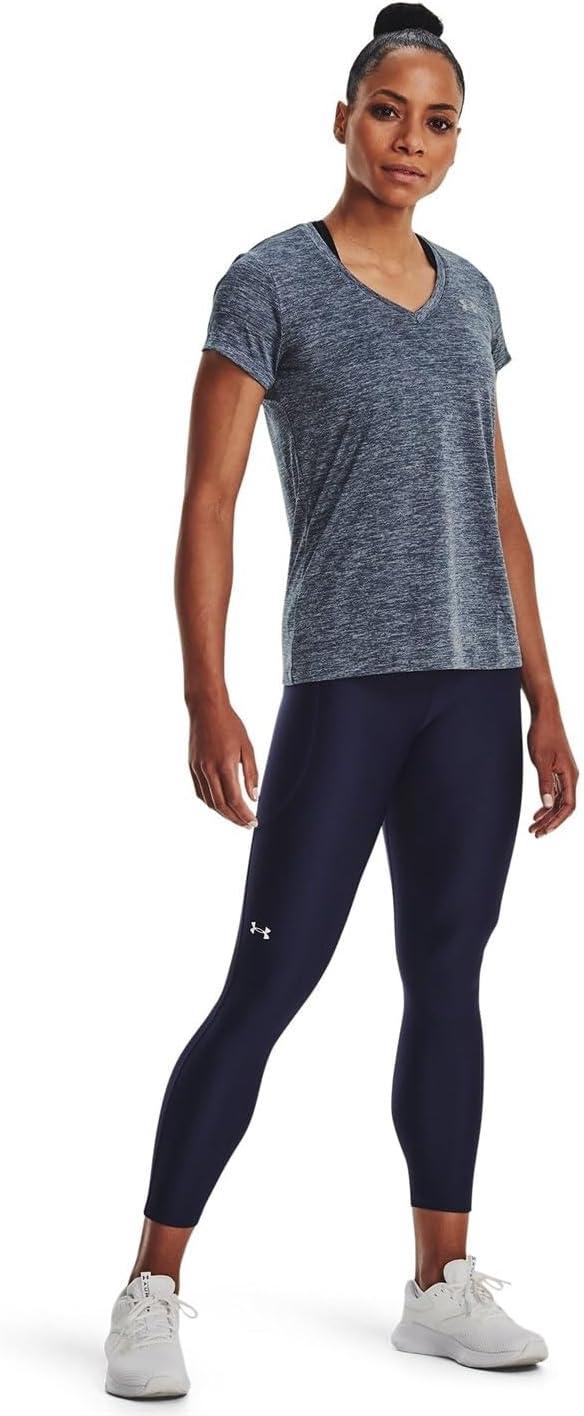 image:imageUnder Armour Womens Tech VNeck Twist ShortSleeve TShirt045 Downpour Gray Harbor Blue Metallic Silver