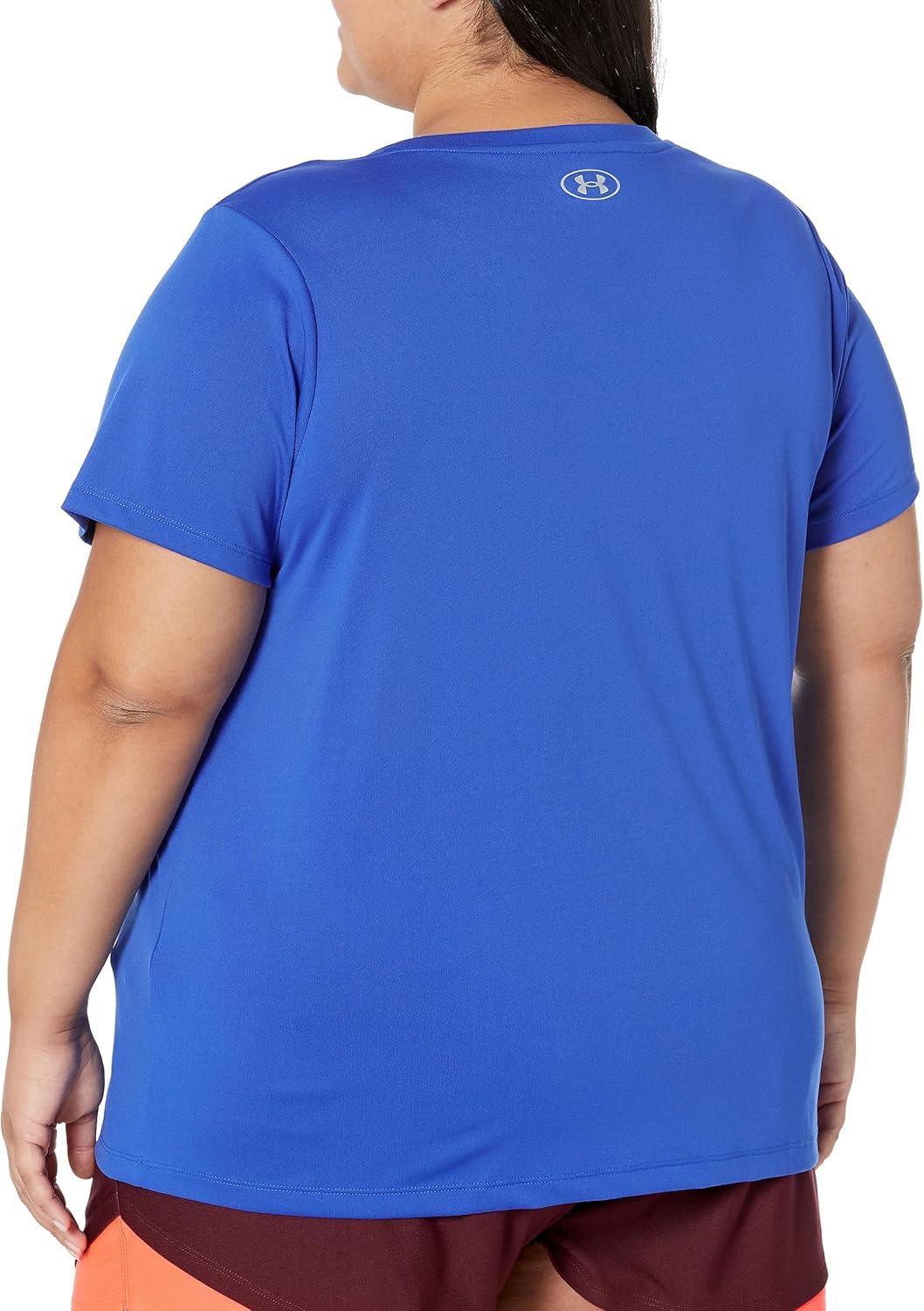 image:imageUnder Armour Womens Tech VNeck Twist ShortSleeve TShirt400 Team Royal Metallic Silver