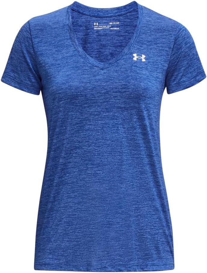 image:imageUnder Armour Womens Tech VNeck Twist ShortSleeve TShirt401 Team Royal Water Metallic Silver