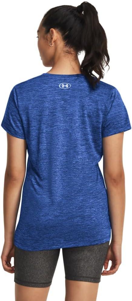 image:imageUnder Armour Womens Tech VNeck Twist ShortSleeve TShirt401 Team Royal Water Metallic Silver