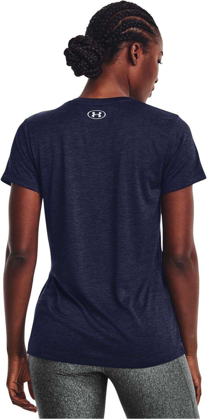 image:imageUnder Armour Womens Tech VNeck Twist ShortSleeve TShirt411 Midnight Navy Cadet Metallic Silver