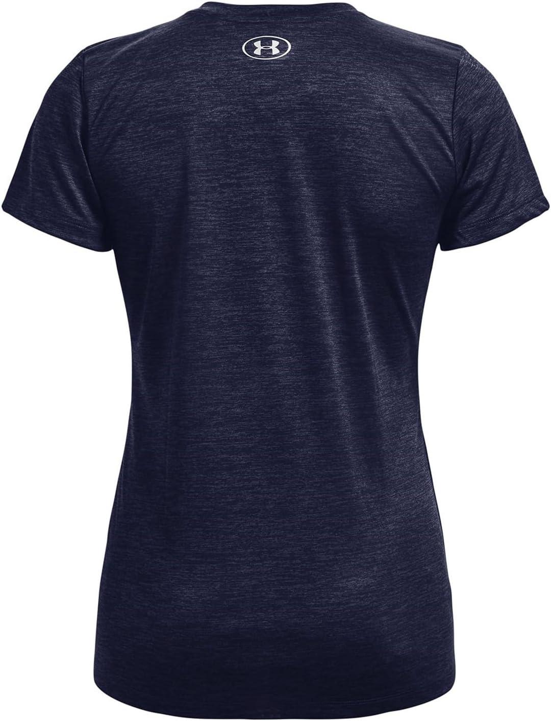 image:imageUnder Armour Womens Tech VNeck Twist ShortSleeve TShirt411 Midnight Navy Cadet Metallic Silver