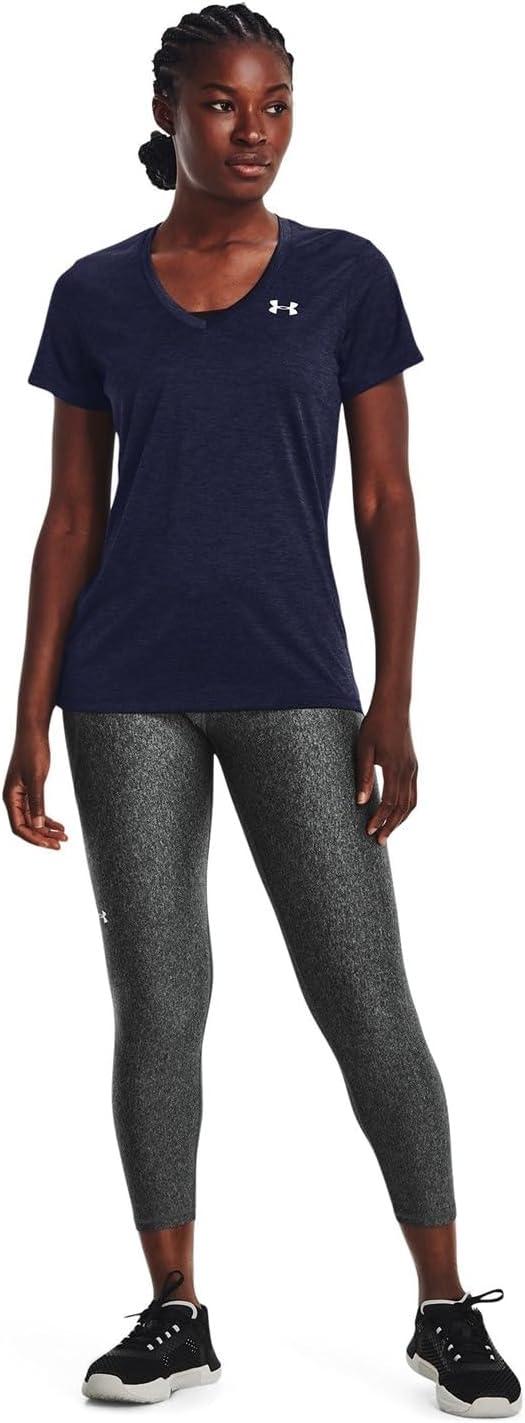 image:imageUnder Armour Womens Tech VNeck Twist ShortSleeve TShirt411 Midnight Navy Cadet Metallic Silver
