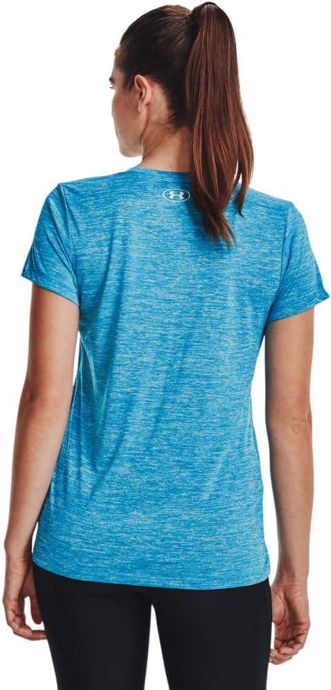 image:imageUnder Armour Womens Tech VNeck Twist ShortSleeve TShirt422 Capri Fuse Teal Metallic Silver