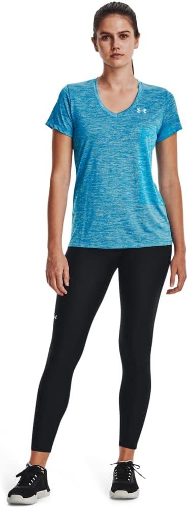 image:imageUnder Armour Womens Tech VNeck Twist ShortSleeve TShirt422 Capri Fuse Teal Metallic Silver