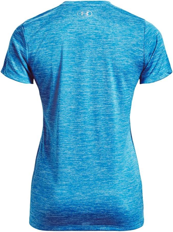 image:imageUnder Armour Womens Tech VNeck Twist ShortSleeve TShirt422 Capri Fuse Teal Metallic Silver