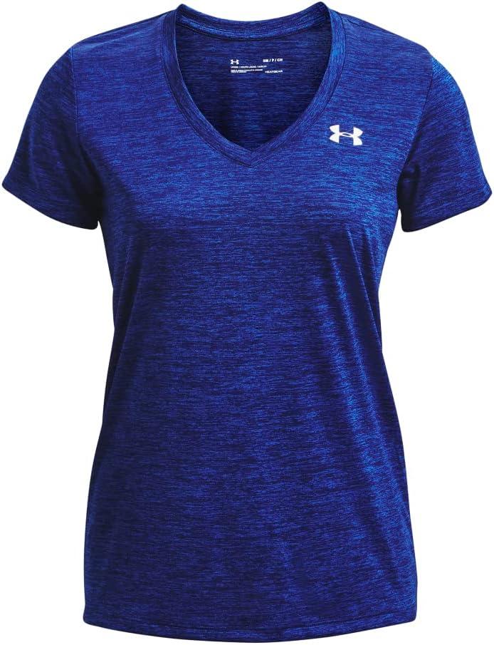 image:imageUnder Armour Womens Tech VNeck Twist ShortSleeve TShirt456 Bauhaus Blue Versa Blue Metallic Silver