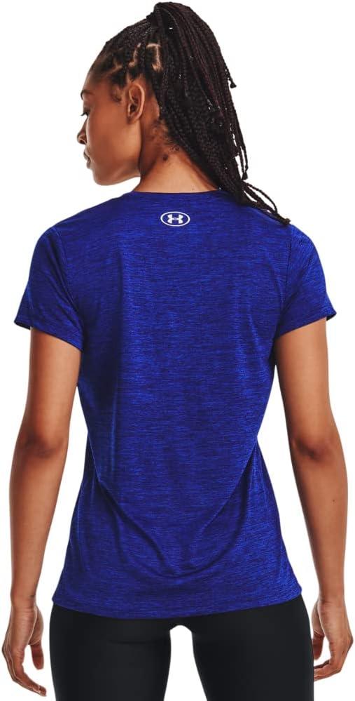 image:imageUnder Armour Womens Tech VNeck Twist ShortSleeve TShirt456 Bauhaus Blue Versa Blue Metallic Silver