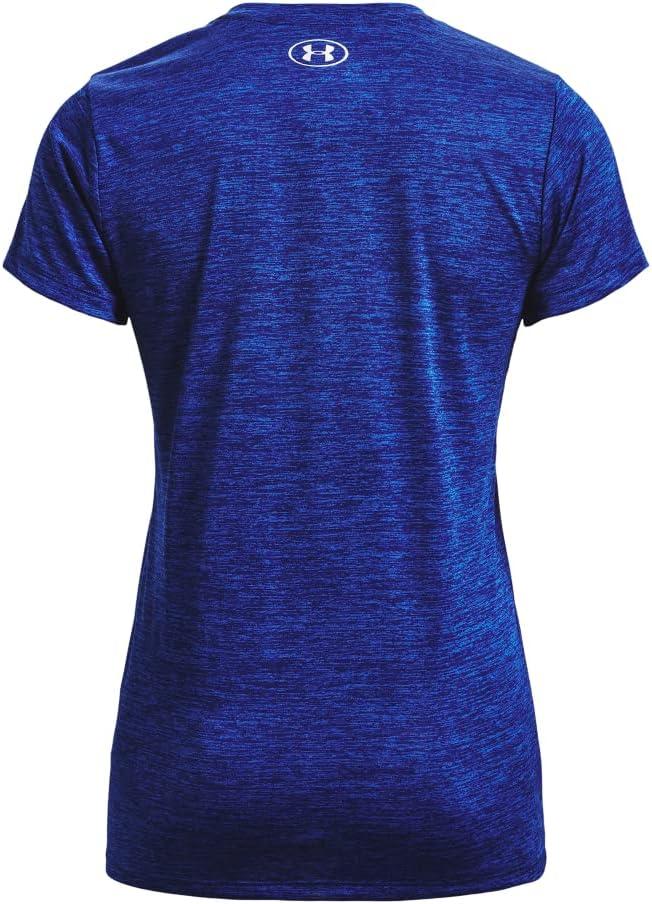 image:imageUnder Armour Womens Tech VNeck Twist ShortSleeve TShirt456 Bauhaus Blue Versa Blue Metallic Silver