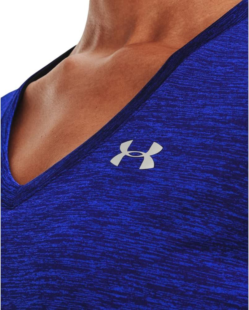 image:imageUnder Armour Womens Tech VNeck Twist ShortSleeve TShirt456 Bauhaus Blue Versa Blue Metallic Silver