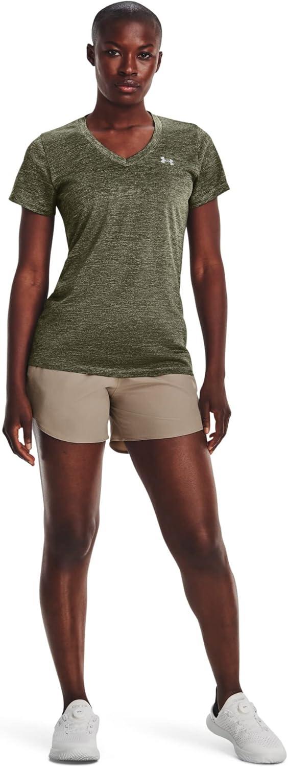 image:imageUnder Armour Womens Tech VNeck Twist ShortSleeve TShirt504 Grove Green Marine Od Green Metallic Silver