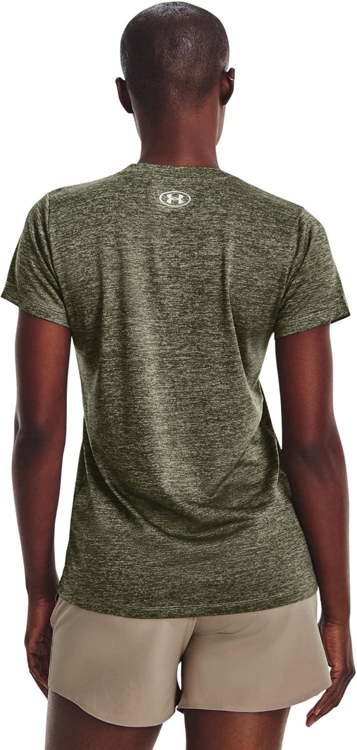 image:imageUnder Armour Womens Tech VNeck Twist ShortSleeve TShirt504 Grove Green Marine Od Green Metallic Silver