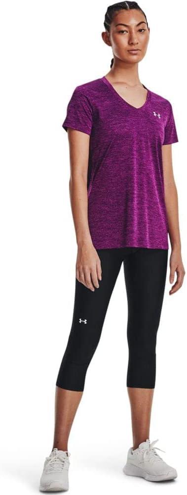 image:imageUnder Armour Womens Tech VNeck Twist ShortSleeve TShirt514 Rivalry Strobe Metallic Silver