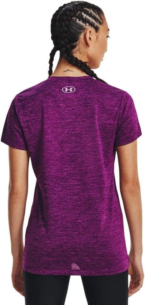 image:imageUnder Armour Womens Tech VNeck Twist ShortSleeve TShirt514 Rivalry Strobe Metallic Silver