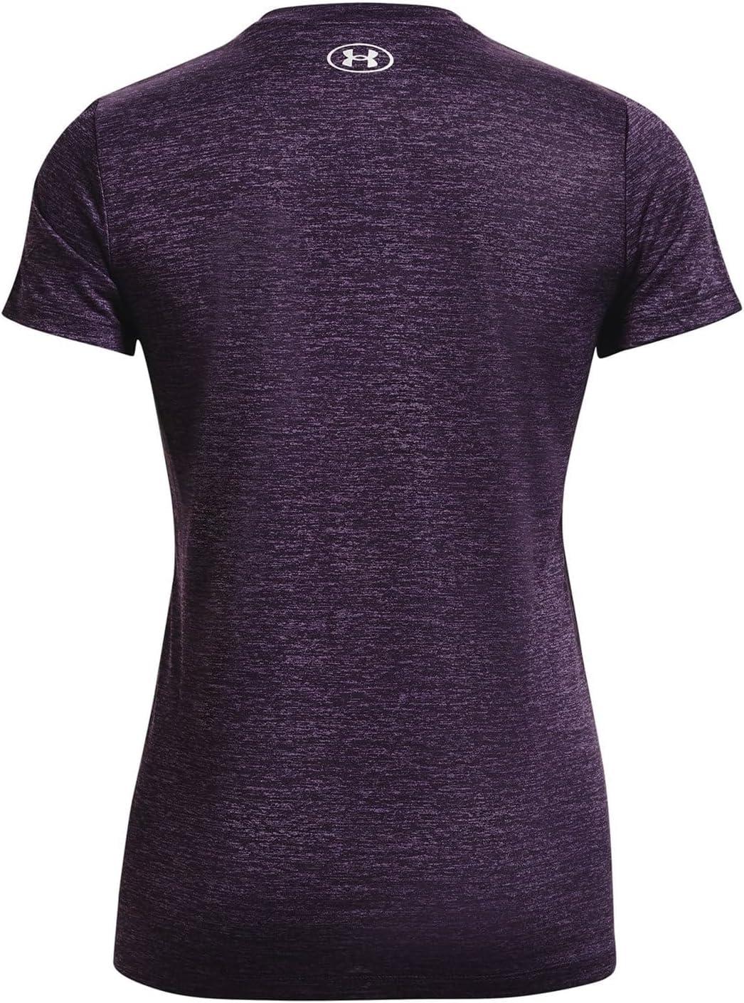 image:imageUnder Armour Womens Tech VNeck Twist ShortSleeve TShirt544 Tux Purple Retro Purple Metallic Silver