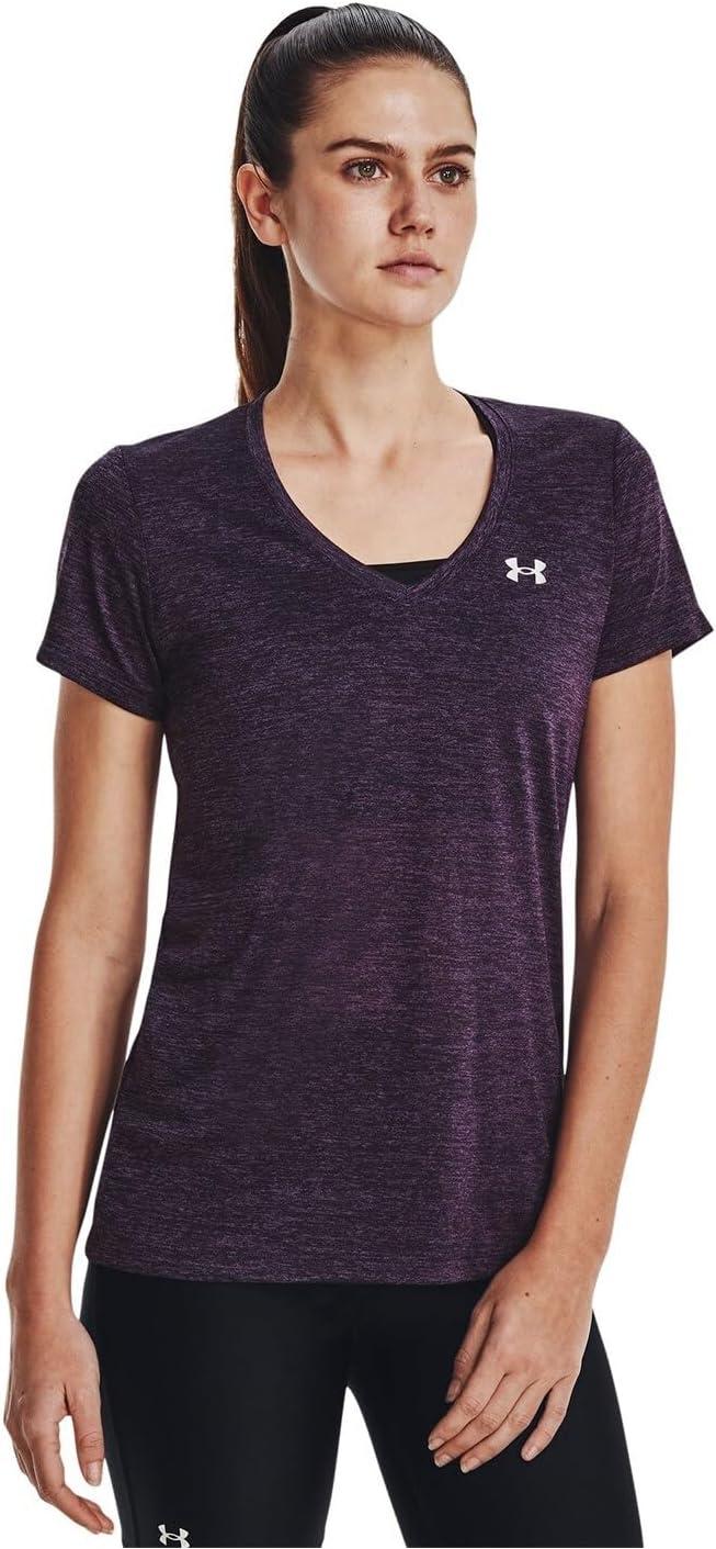 image:imageUnder Armour Womens Tech VNeck Twist ShortSleeve TShirt544 Tux Purple Retro Purple Metallic Silver