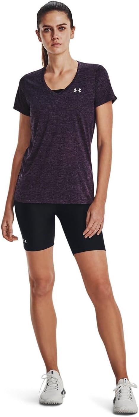 image:imageUnder Armour Womens Tech VNeck Twist ShortSleeve TShirt544 Tux Purple Retro Purple Metallic Silver