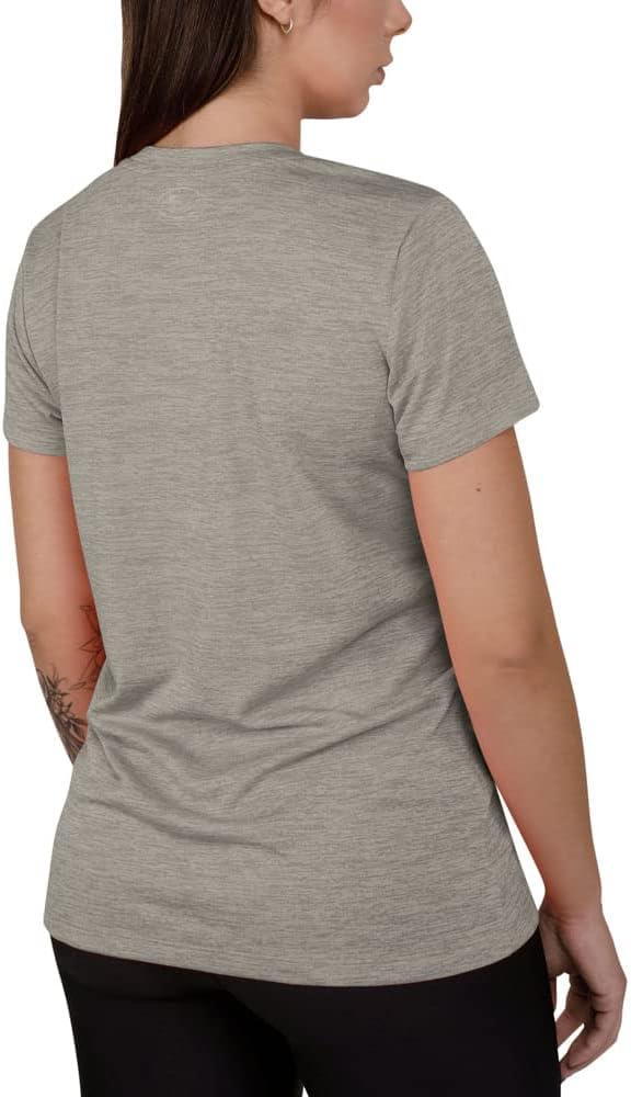 image:imageUnder Armour Womens Tech VNeck Twist ShortSleeve TShirt558 Tin Ghost Gray Metallic Silver
