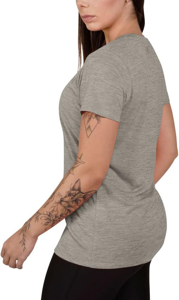 image:imageUnder Armour Womens Tech VNeck Twist ShortSleeve TShirt558 Tin Ghost Gray Metallic Silver