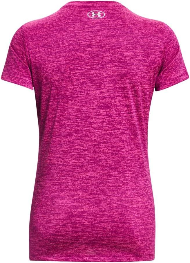 image:imageUnder Armour Womens Tech VNeck Twist ShortSleeve TShirt573 Mystic Magenta Rebel Pink Metallic Silver