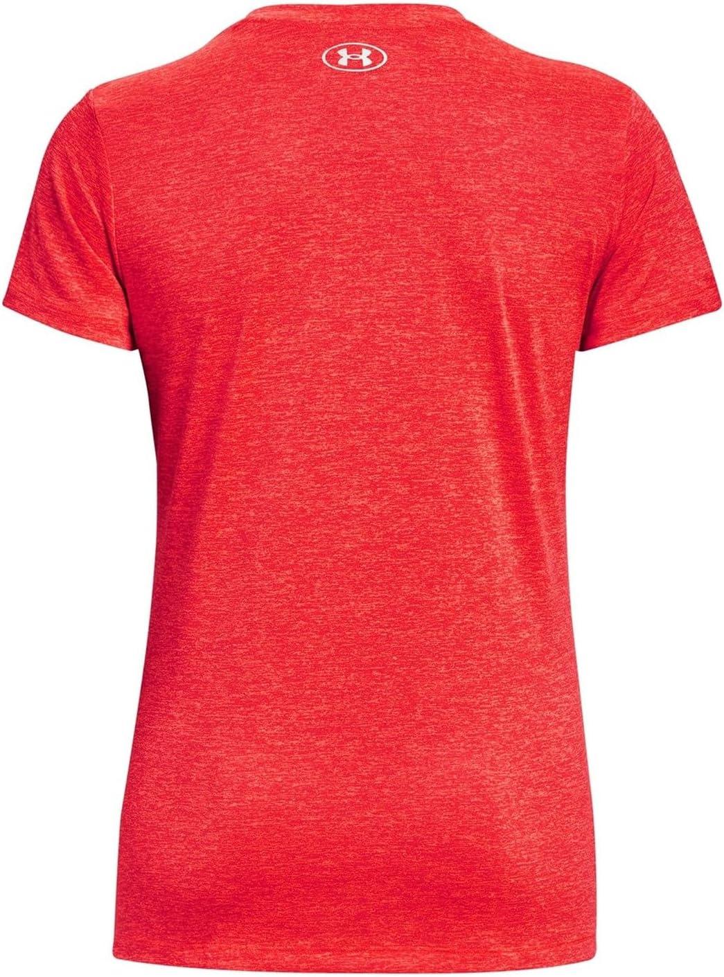 image:imageUnder Armour Womens Tech VNeck Twist ShortSleeve TShirt629 Beta Pomegranate Metallic Silver