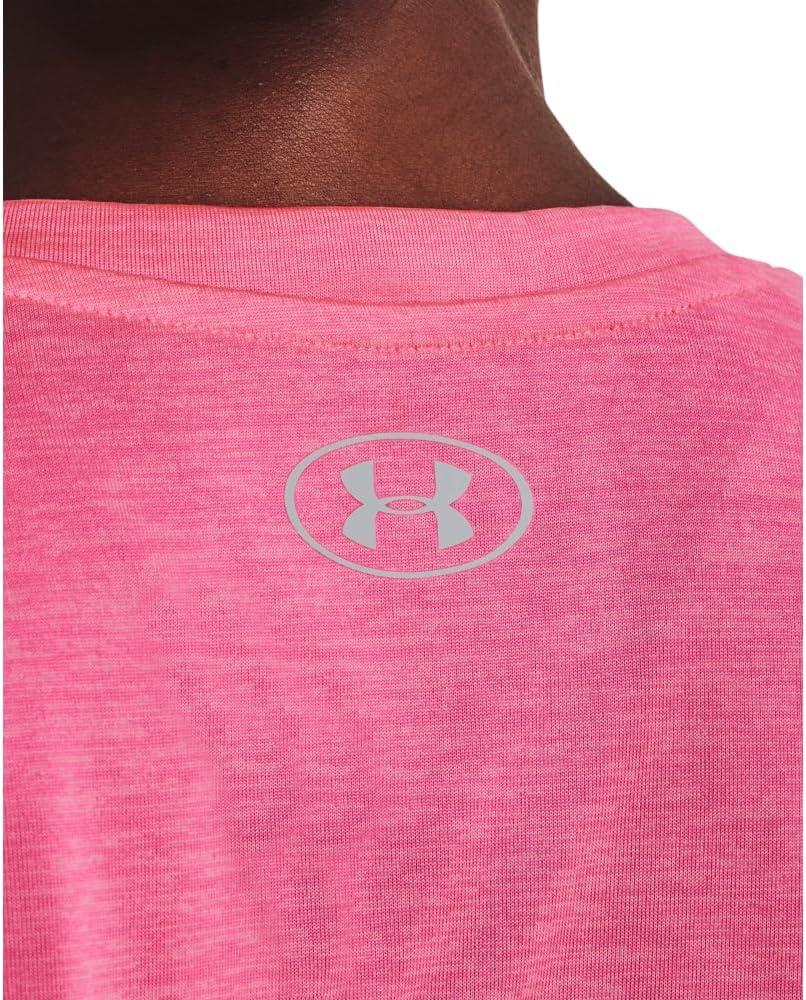 image:imageUnder Armour Womens Tech VNeck Twist ShortSleeve TShirt643 Pink Punk White Metallic Silver