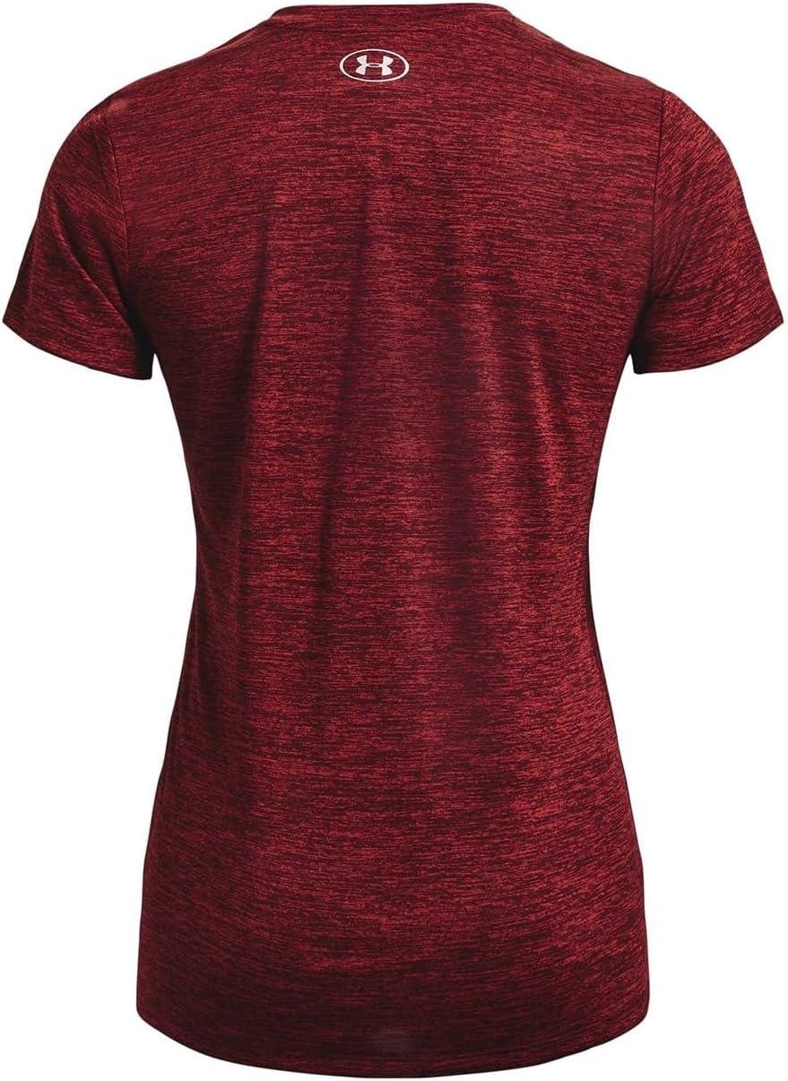 image:imageUnder Armour Womens Tech VNeck Twist ShortSleeve TShirt690 Chestnut Red Radio Red Metallic Silver