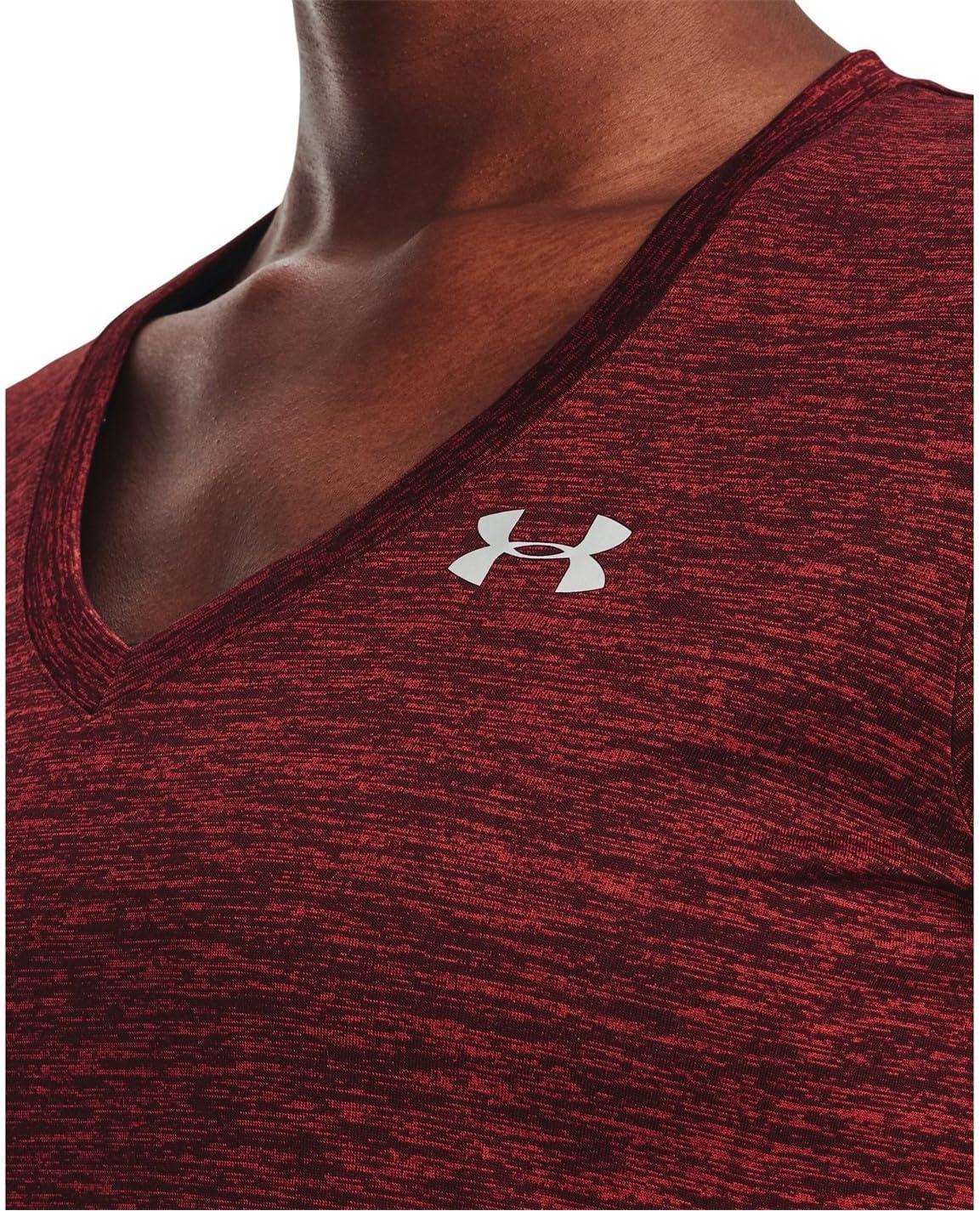 image:imageUnder Armour Womens Tech VNeck Twist ShortSleeve TShirt690 Chestnut Red Radio Red Metallic Silver