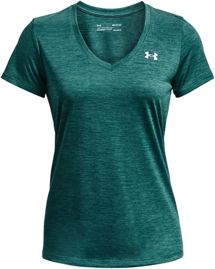 image:imageUnder Armour Womens Tech VNeck Twist ShortSleeve TShirt722 Coastal Teal Birdie Green Metallic Silver