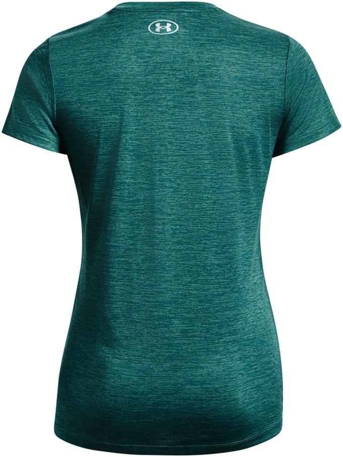 image:imageUnder Armour Womens Tech VNeck Twist ShortSleeve TShirt722 Coastal Teal Birdie Green Metallic Silver