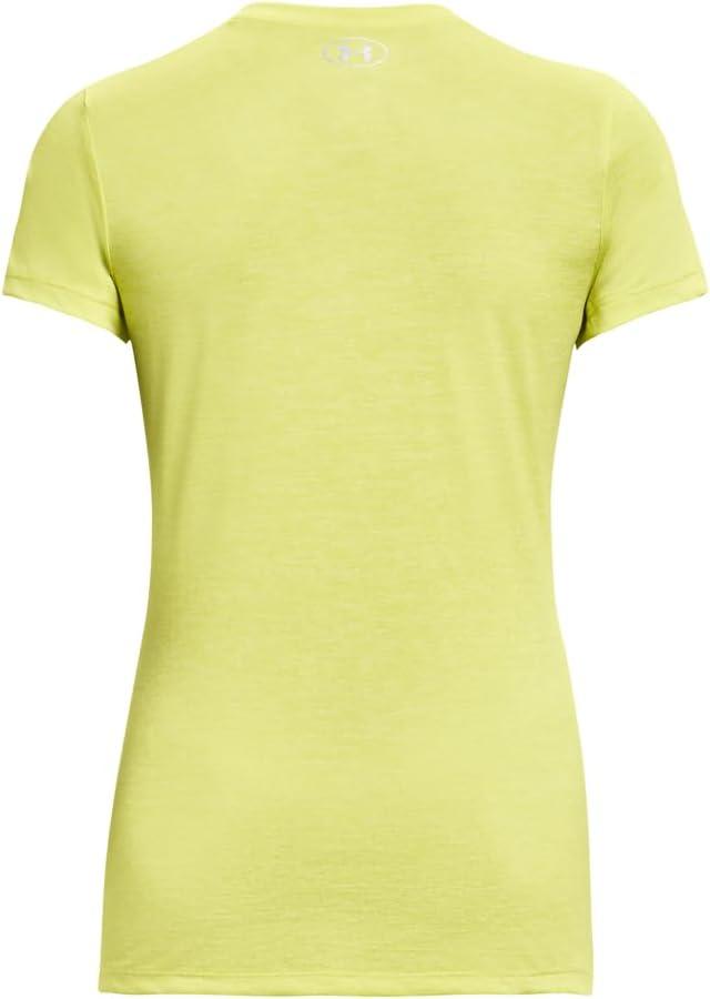 image:imageUnder Armour Womens Tech VNeck Twist ShortSleeve TShirt743 Lime Yellow White Metallic Silver