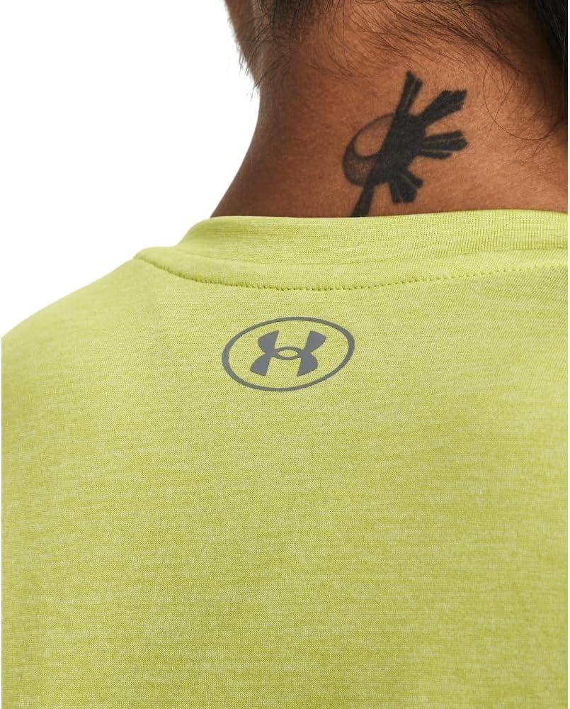 image:imageUnder Armour Womens Tech VNeck Twist ShortSleeve TShirt743 Lime Yellow White Metallic Silver