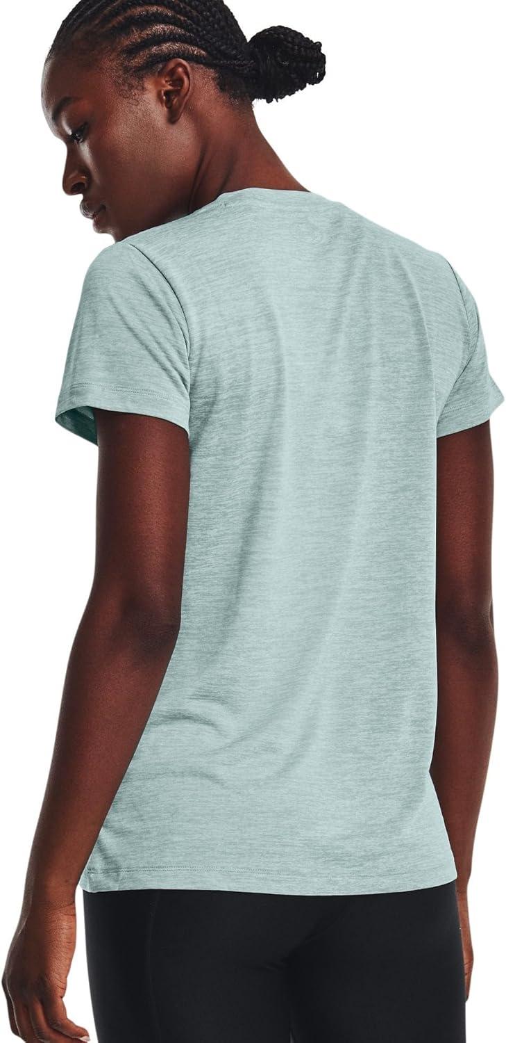 image:imageUnder Armour Womens Tech VNeck Twist ShortSleeve TShirt781 Opal Green White Metallic Silver