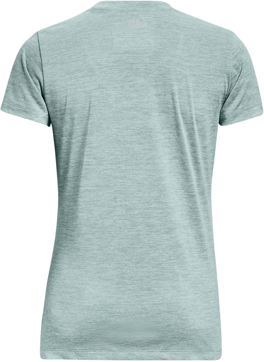 image:imageUnder Armour Womens Tech VNeck Twist ShortSleeve TShirt781 Opal Green White Metallic Silver