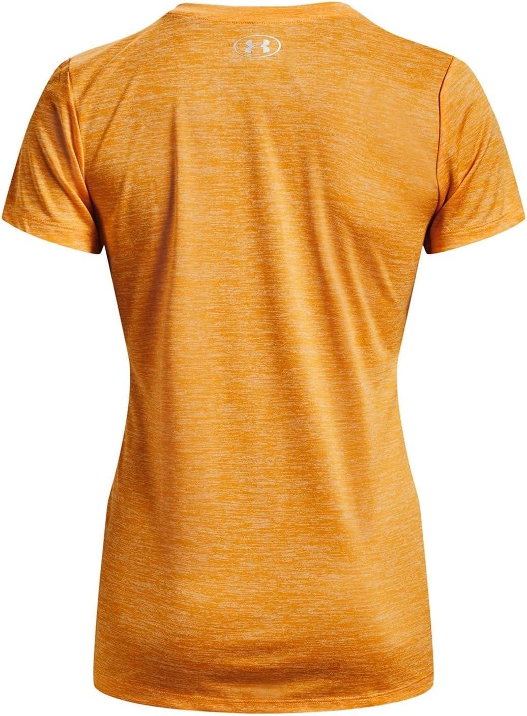 image:imageUnder Armour Womens Tech VNeck Twist ShortSleeve TShirt782 Rise White Metallic Silver
