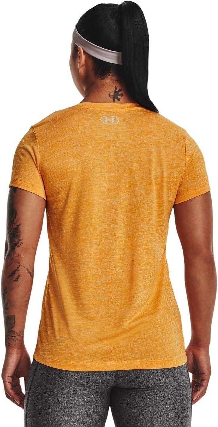 image:imageUnder Armour Womens Tech VNeck Twist ShortSleeve TShirt782 Rise White Metallic Silver