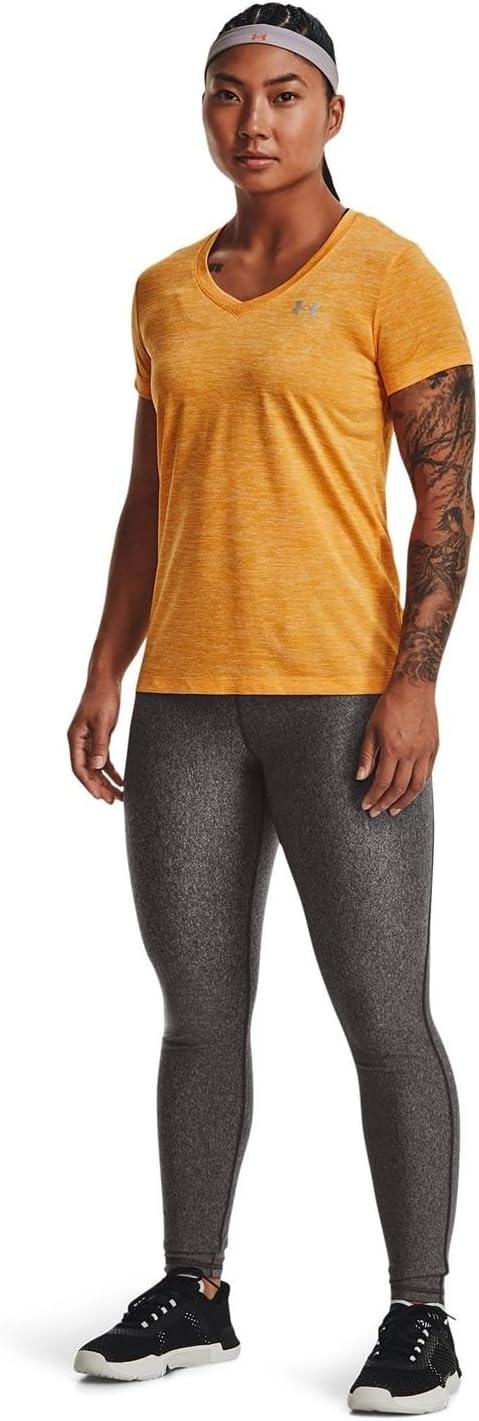 image:imageUnder Armour Womens Tech VNeck Twist ShortSleeve TShirt782 Rise White Metallic Silver
