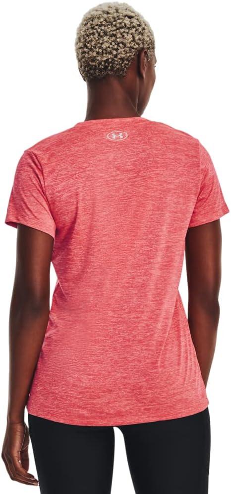 image:imageUnder Armour Womens Tech VNeck Twist ShortSleeve TShirt849 Calypso Blitz Red Metallic Silver