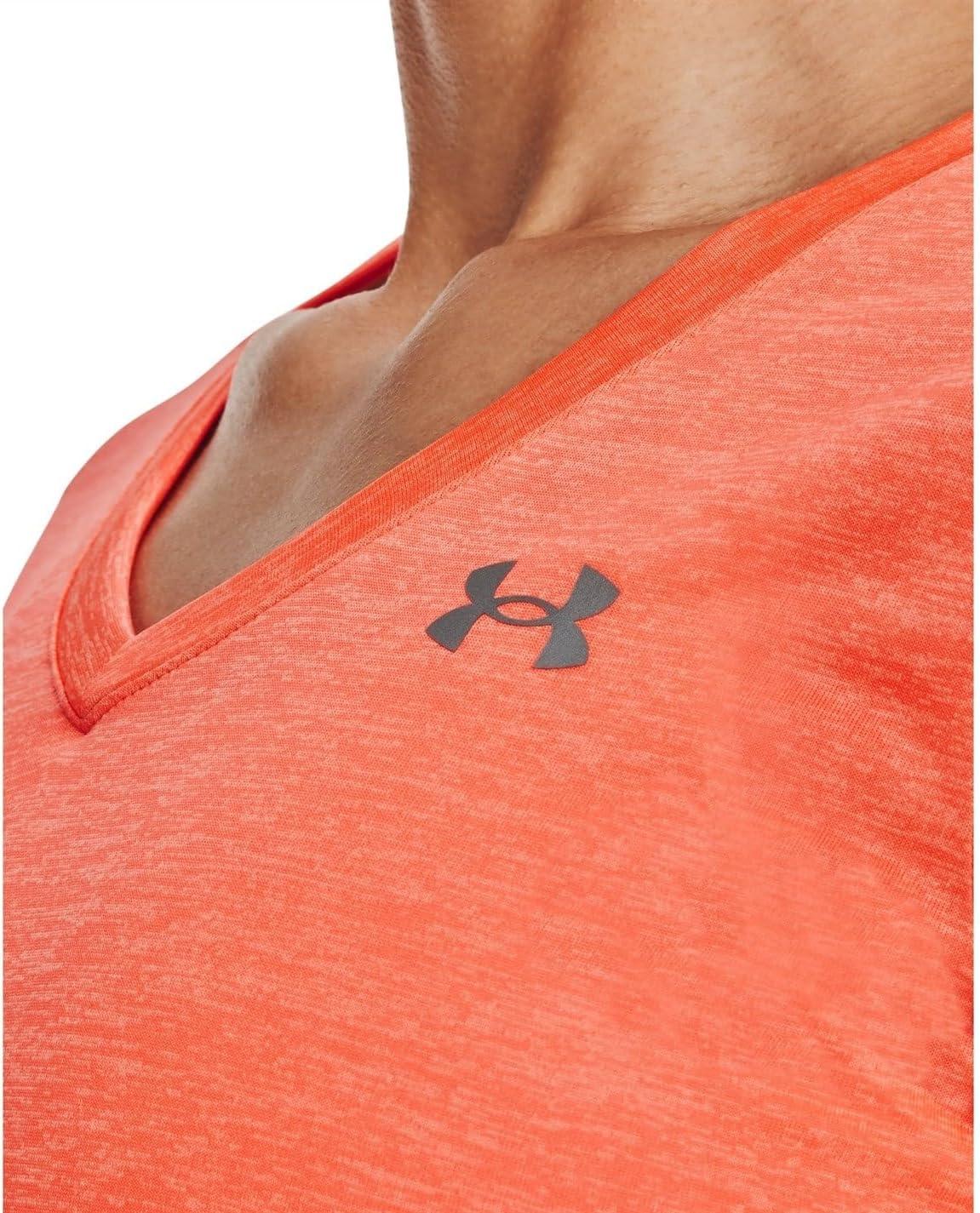 image:imageUnder Armour Womens Tech VNeck Twist ShortSleeve TShirt879 After Burn White Metallic Silver